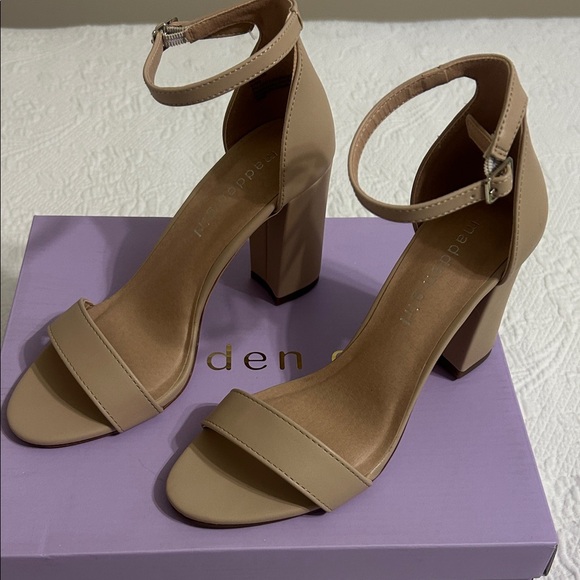 Madden Girl Nude Block Heel Sandals - Picture 1 of 6